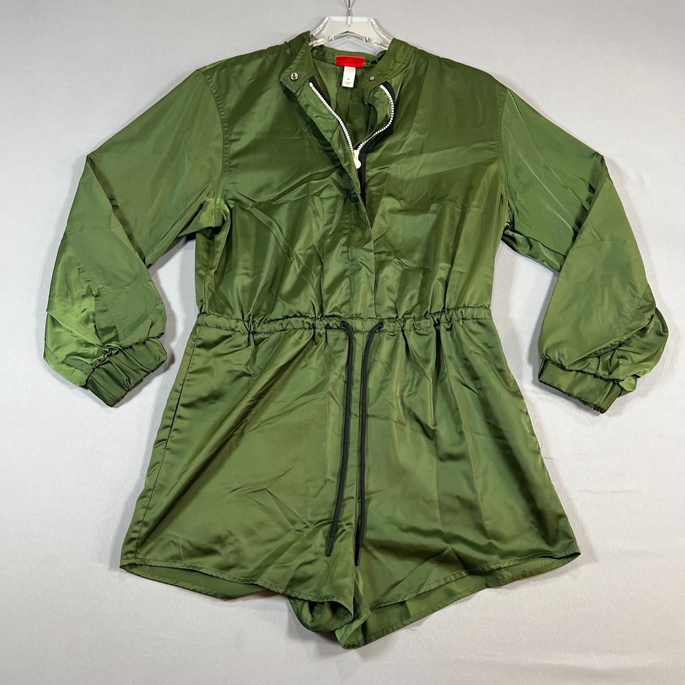 Hunter Romper Womens Small Olive Green Drawcord Waist Long Sleeve Front Zip